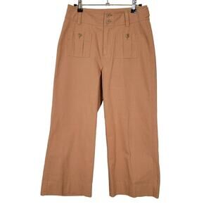 Sundance Voyager Trouser Cropped Wide Leg Pants Pockets in Cashew Size 4 NWOT